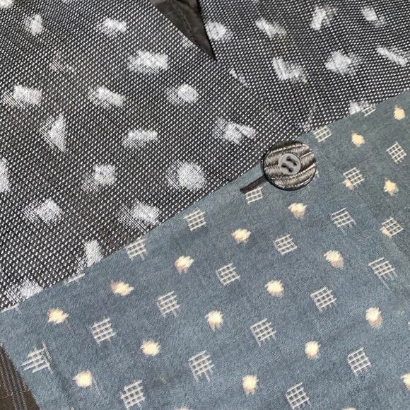 Silk Blend Kimono Vest Vintage Size Large Made in Korea Print Block Patchwork - Picture 7 of 11